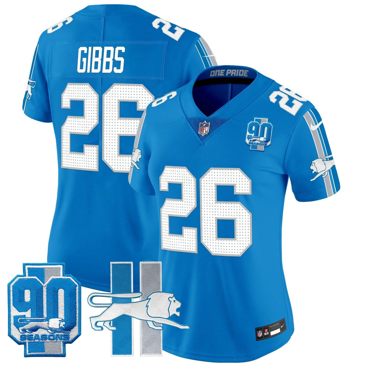 Camisa NFL Women’s Detroit Throwback 90th Year Patch Vapor Limited Jersey