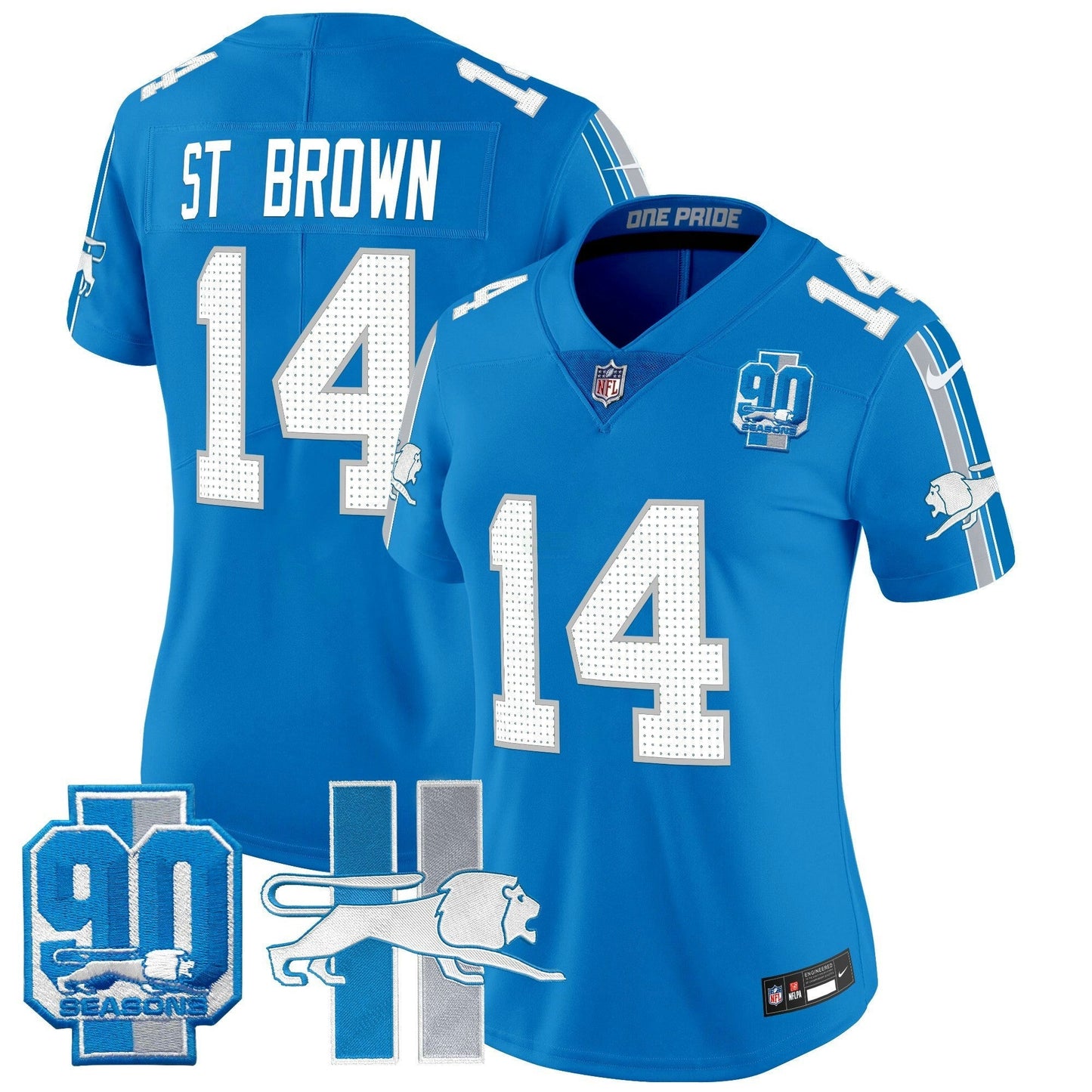 Camisa NFL Women’s Detroit Throwback 90th Year Patch Vapor Limited Jersey