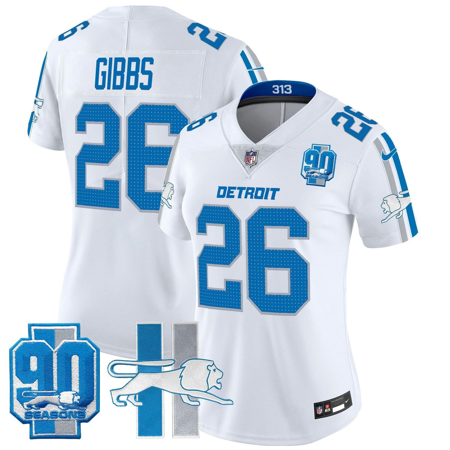Camisa NFL Women’s Detroit Throwback 90th Year Patch Vapor Limited Jersey