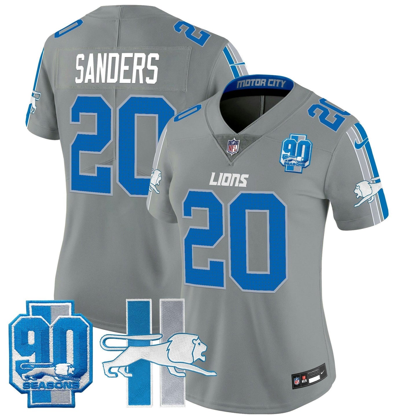 Camisa NFL Women’s Detroit Throwback 90th Year Patch Vapor Limited Jersey