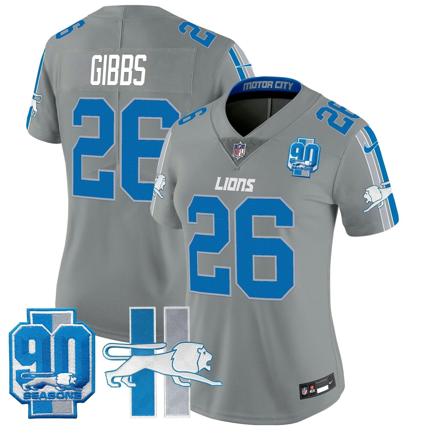 Camisa NFL Women’s Detroit Throwback 90th Year Patch Vapor Limited Jersey