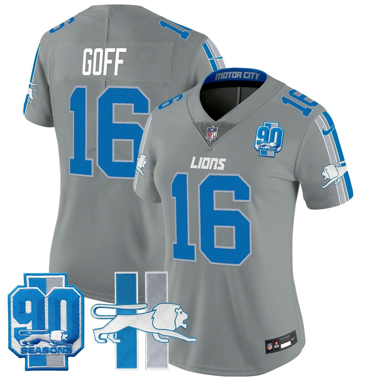 Camisa NFL Women’s Detroit Throwback 90th Year Patch Vapor Limited Jersey