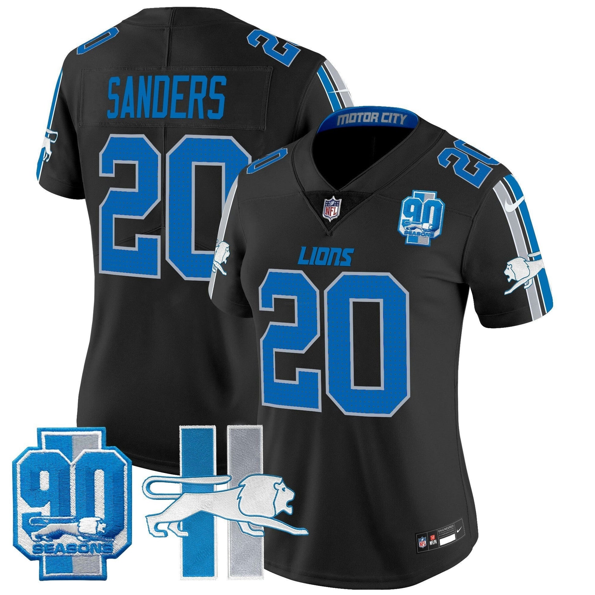 Camisa NFL Women’s Detroit Throwback 90th Year Patch Vapor Limited Jersey
