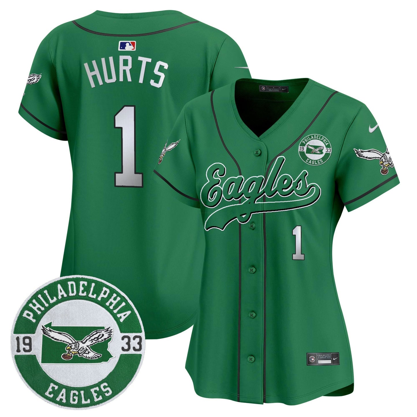 Camisa NFL Women’s Est. 1933 Patch Patch Kelly Green Vapor Jersey
