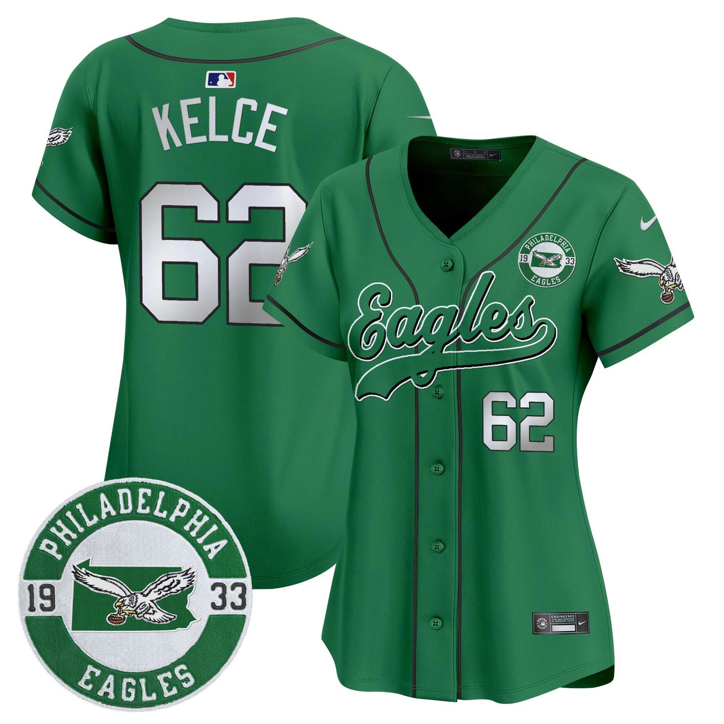 Camisa NFL Women’s Est. 1933 Patch Patch Kelly Green Vapor Jersey