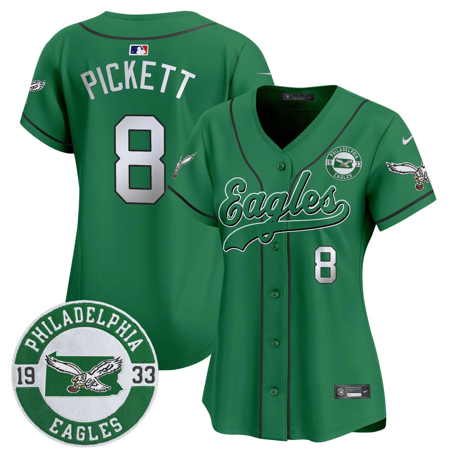 Camisa NFL Women’s Est. 1933 Patch Patch Kelly Green Vapor Jersey