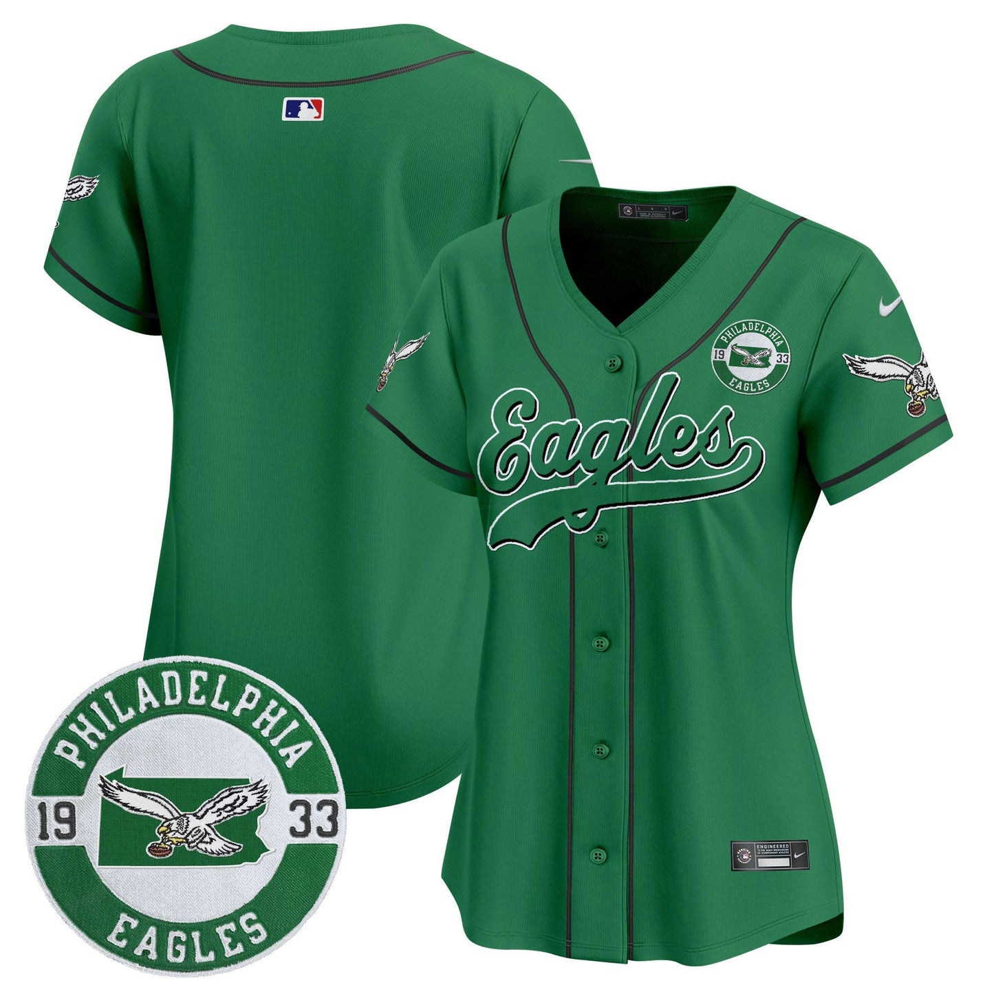 Camisa NFL Women’s Est. 1933 Patch Patch Kelly Green Vapor Jersey