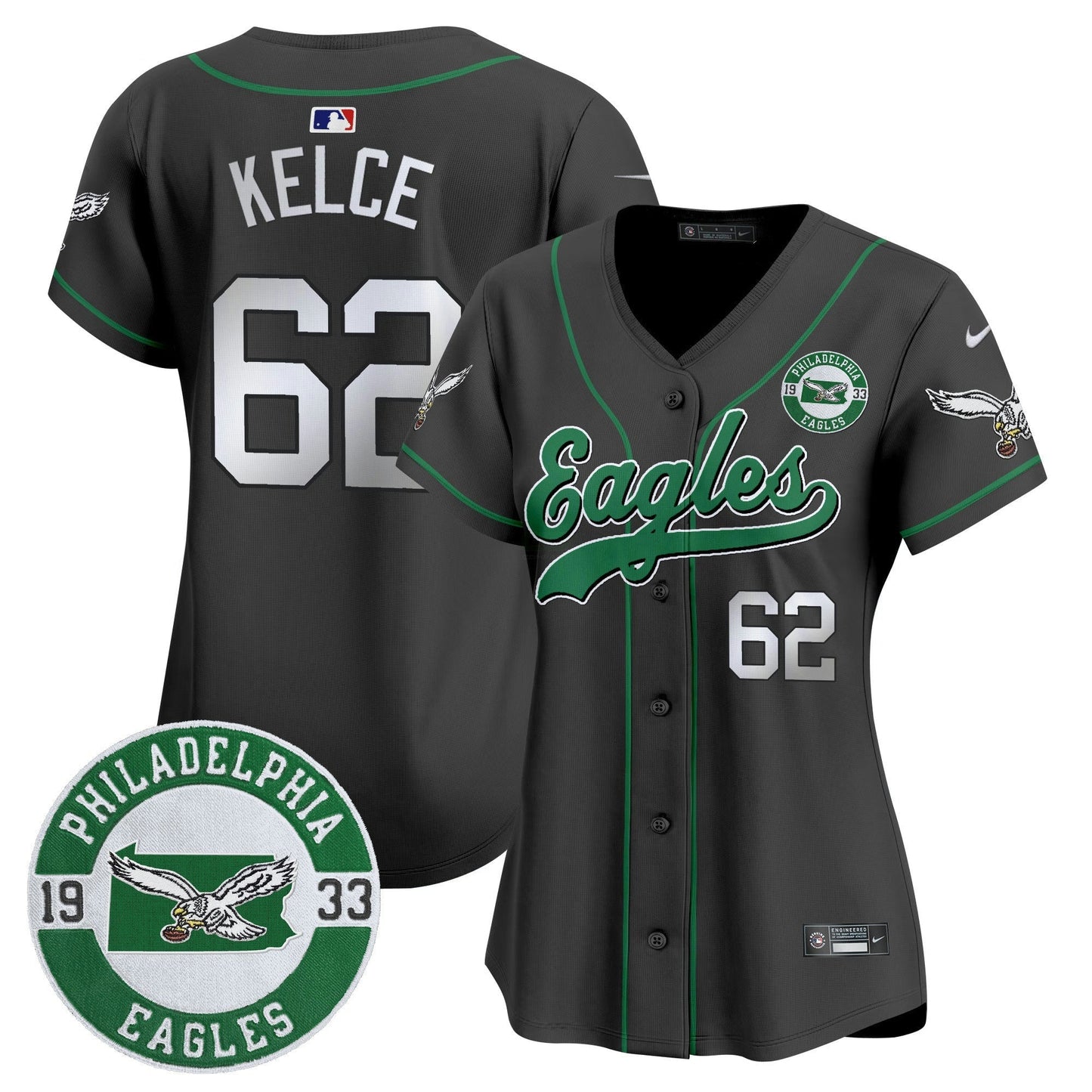 Camisa NFL Women’s Est. 1933 Patch Patch Kelly Green Vapor Jersey