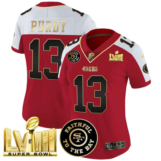 Camisa NFL Women’s Faithful & Super Bowl LVIII Dourada Patch Vapor Jersey