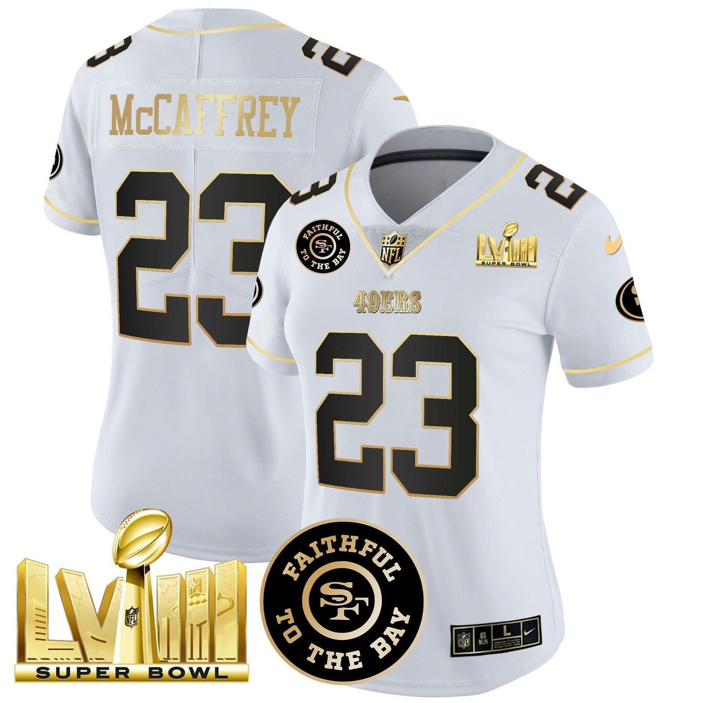 Camisa NFL Women’s Faithful & Super Bowl LVIII Dourada Patch Vapor Jersey V2