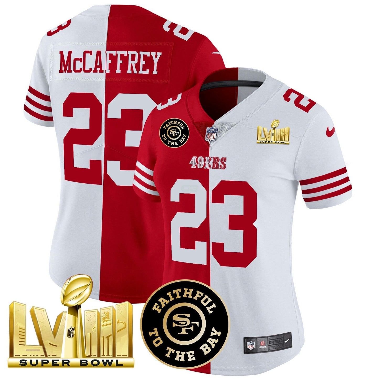 Camisa NFL Women’s Faithful & Super Bowl LVIII Dourada Patch Vapor Jersey V2