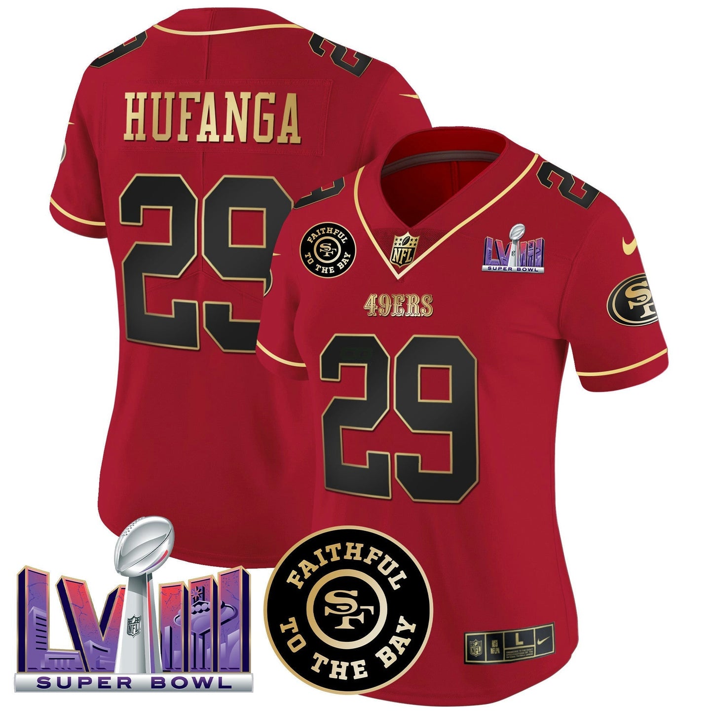 Camisa NFL Women’s Faithful & Super Bowl LVIII Patch Vapor Jersey