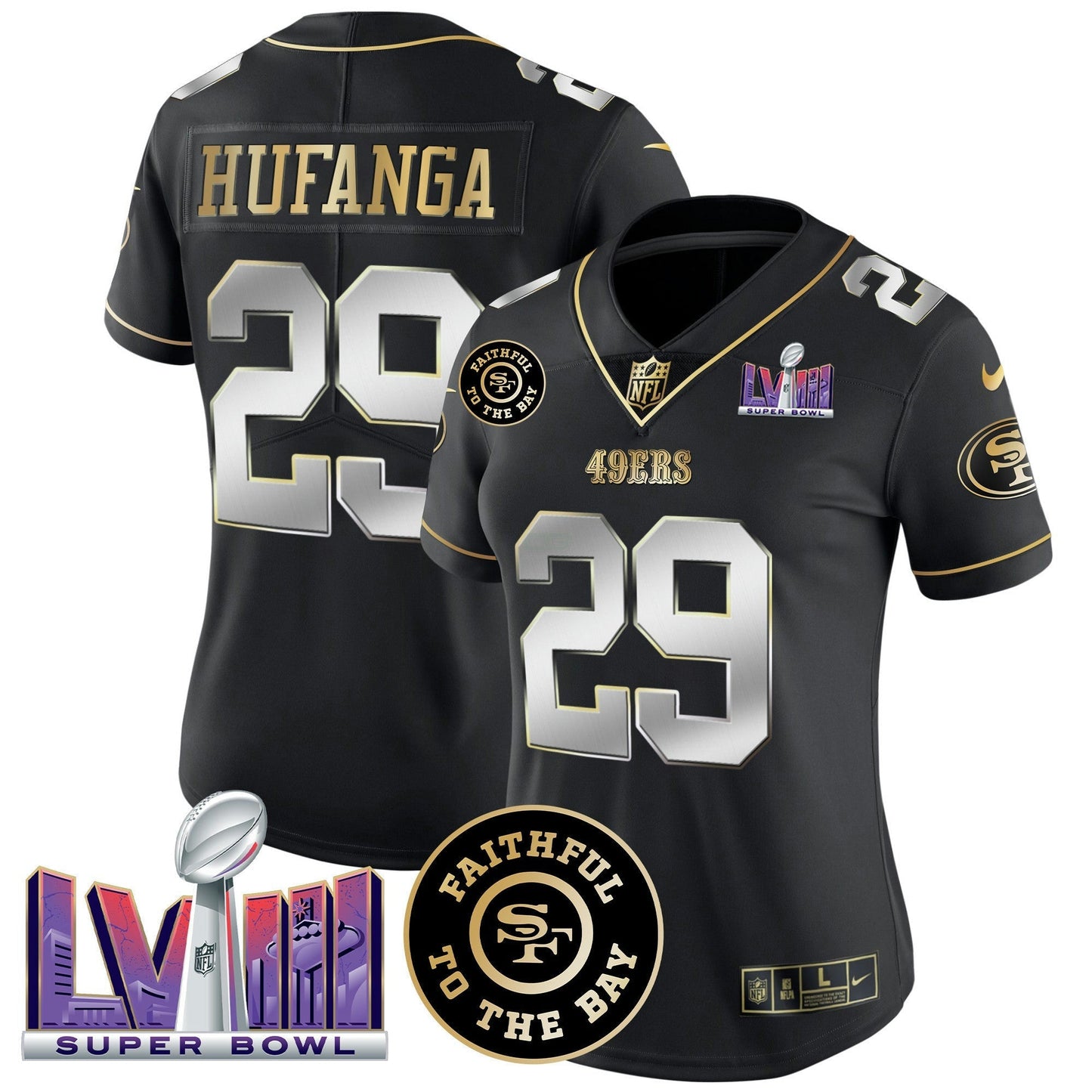 Camisa NFL Women’s Faithful & Super Bowl LVIII Patch Vapor Jersey
