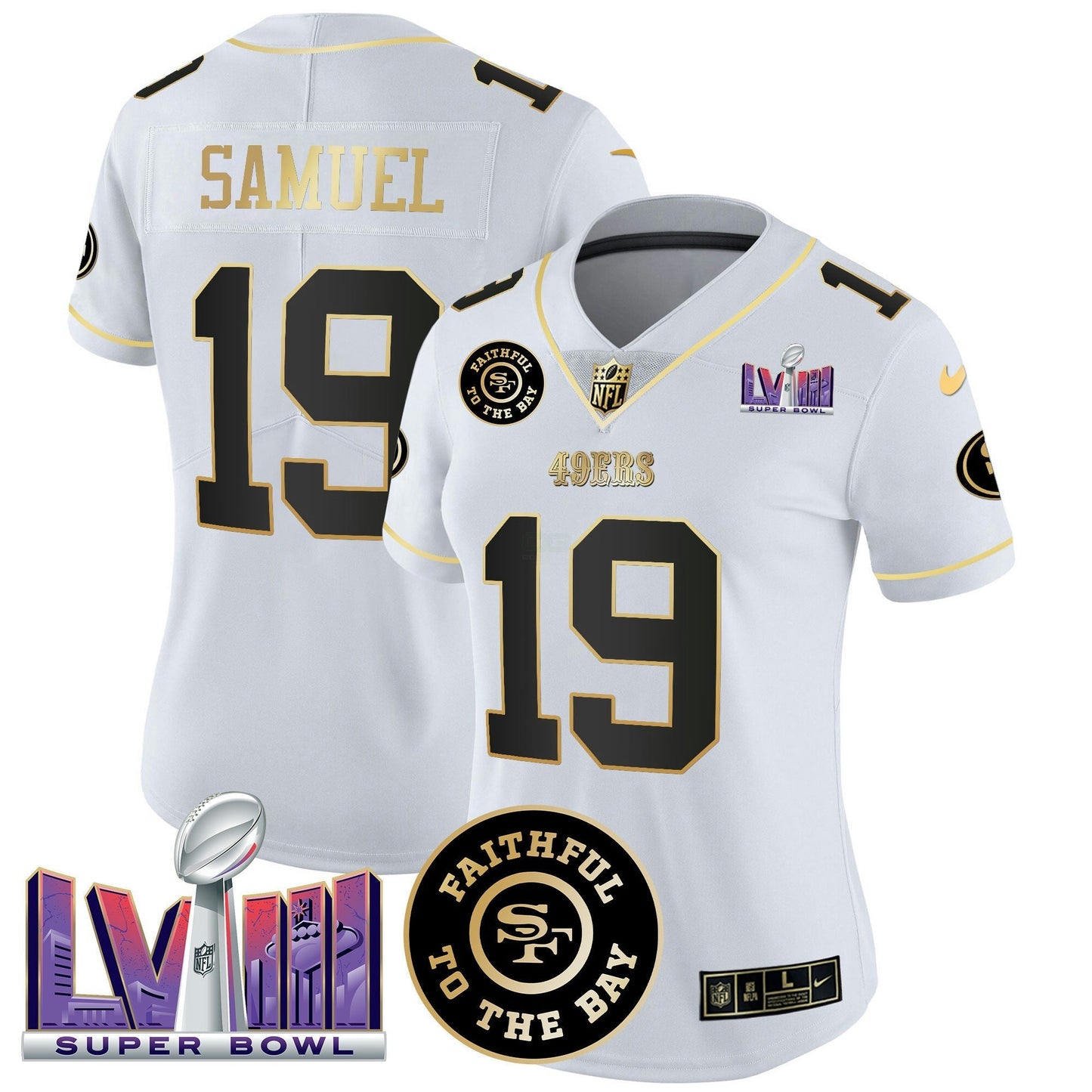 Camisa NFL Women’s Faithful & Super Bowl LVIII Patch Vapor Jersey V2