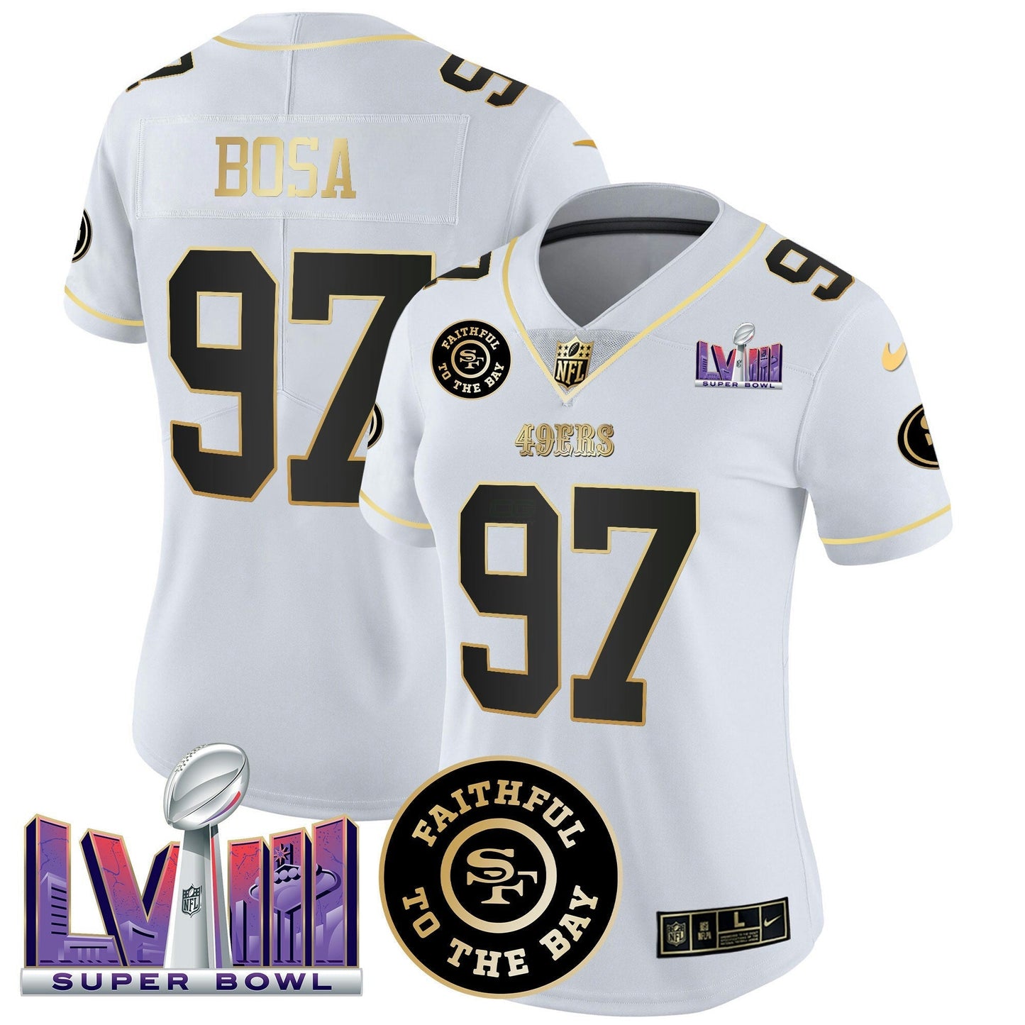 Camisa NFL Women’s Faithful & Super Bowl LVIII Patch Vapor Jersey V2