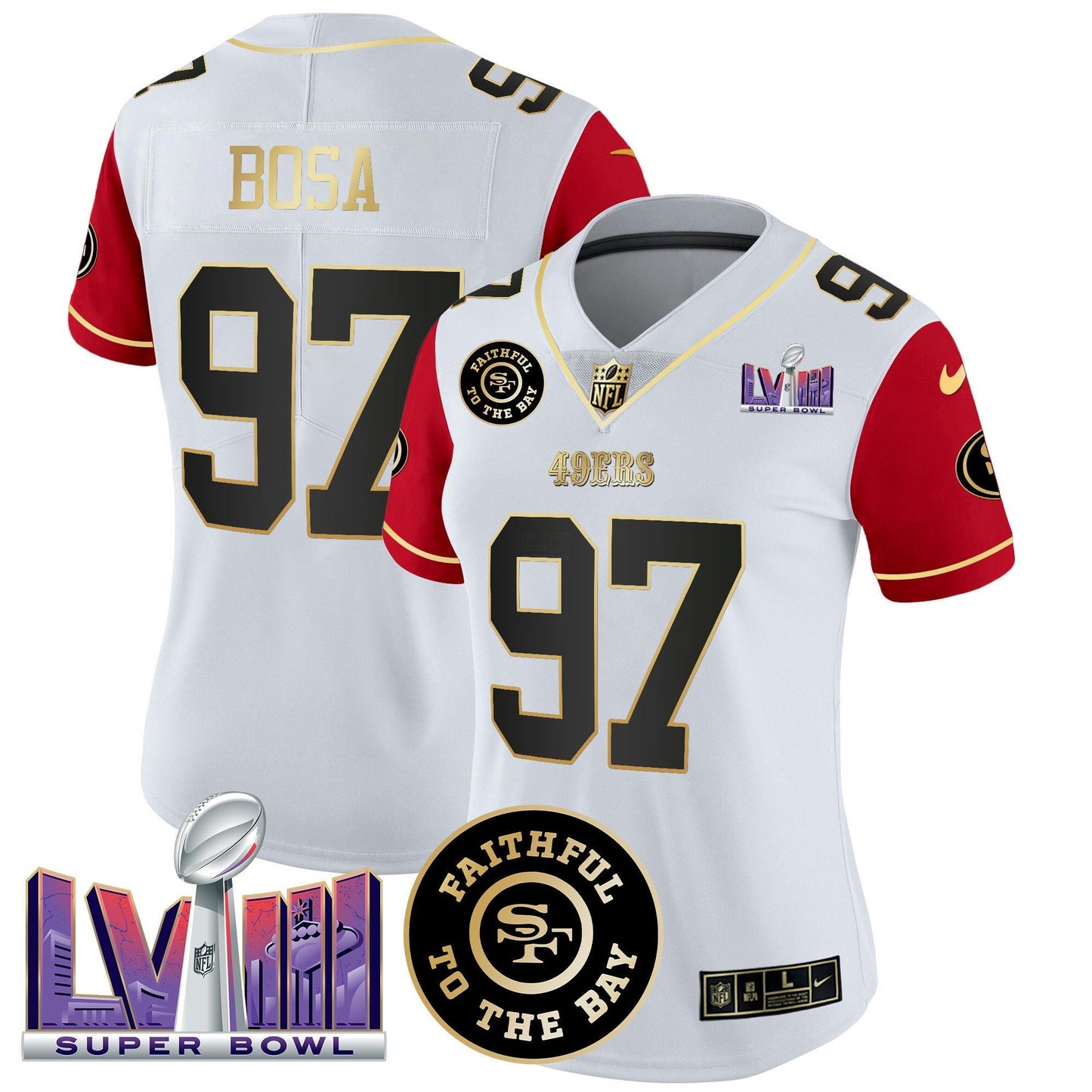 Camisa NFL Women’s Faithful & Super Bowl LVIII Patch Vapor Jersey V2