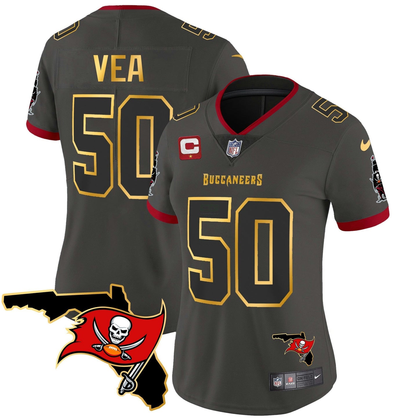 Camisa NFL Women’s Florida Patch Dourada Trim Vapor Jersey
