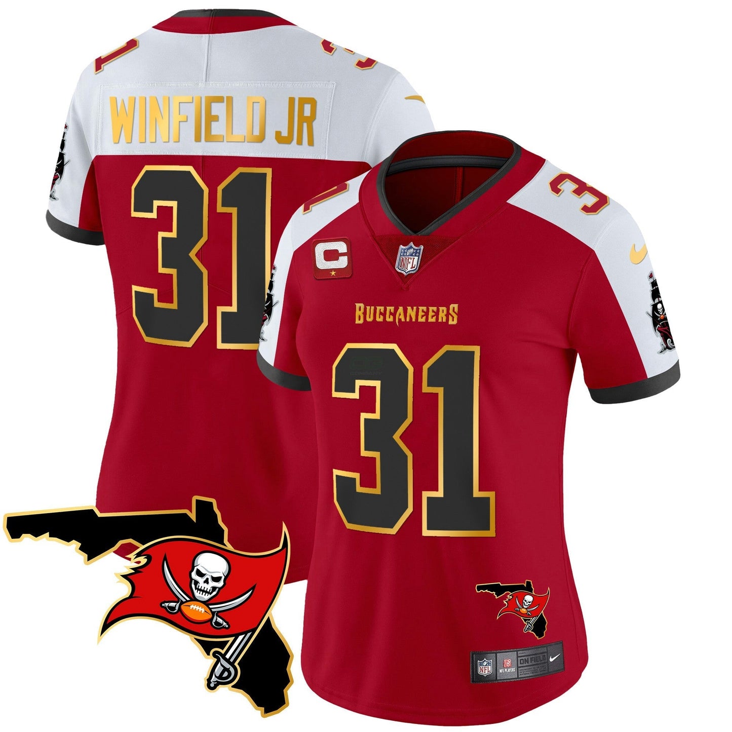 Camisa NFL Women’s Florida Patch Dourada Trim Vapor Jersey