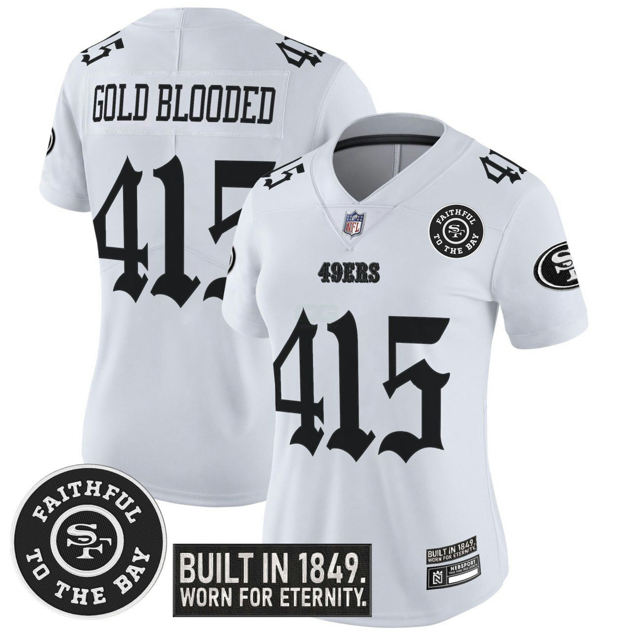 Camisa NFL Women’s Gold Blooded 415 San Francisco ‘Fog City Gothic Edition’ Vapor Limited Jersey - Dourada Blooded 415