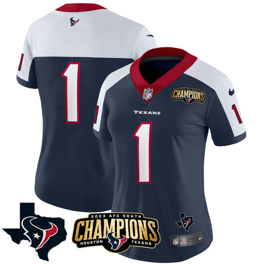 Camisa NFL Women’s Houston 2023 AFC South Champions Patch Vapor Jersey