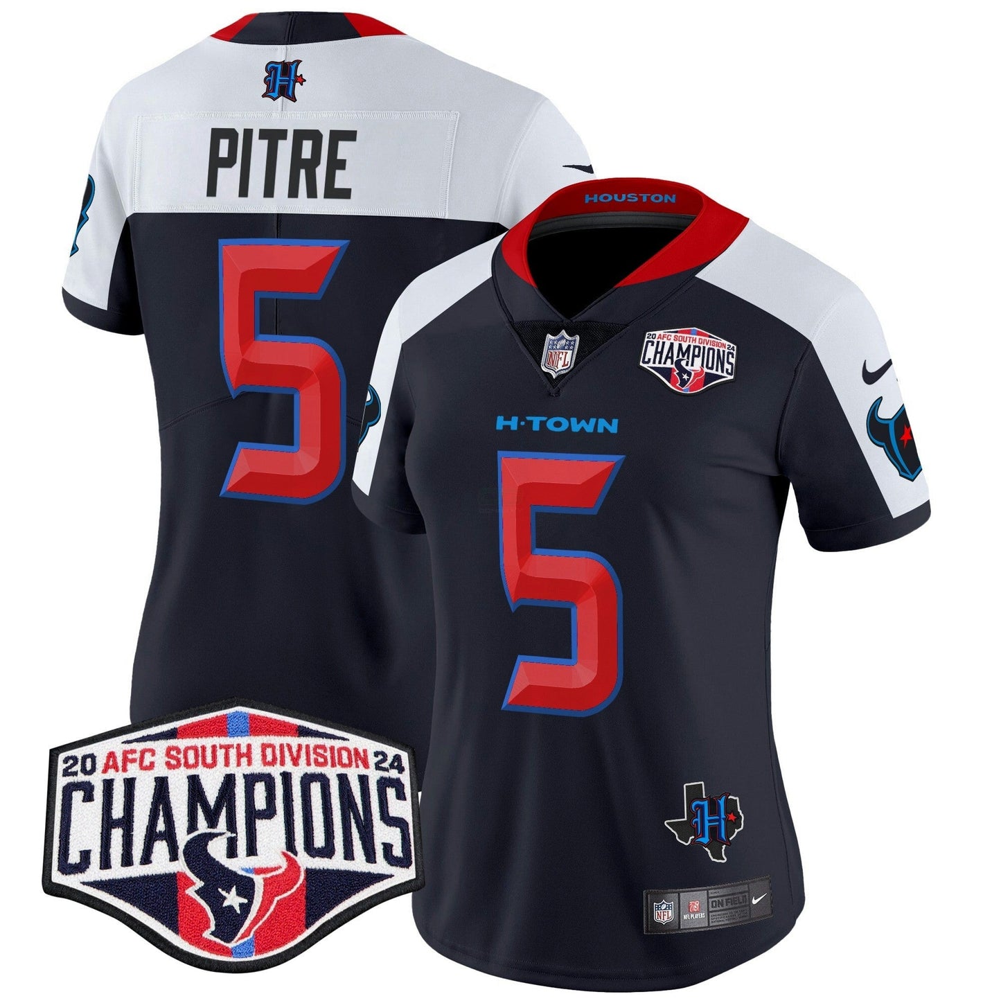 Camisa NFL Women’s Houston 2024 AFC South Division Champions Patch Vapor Limited Jersey