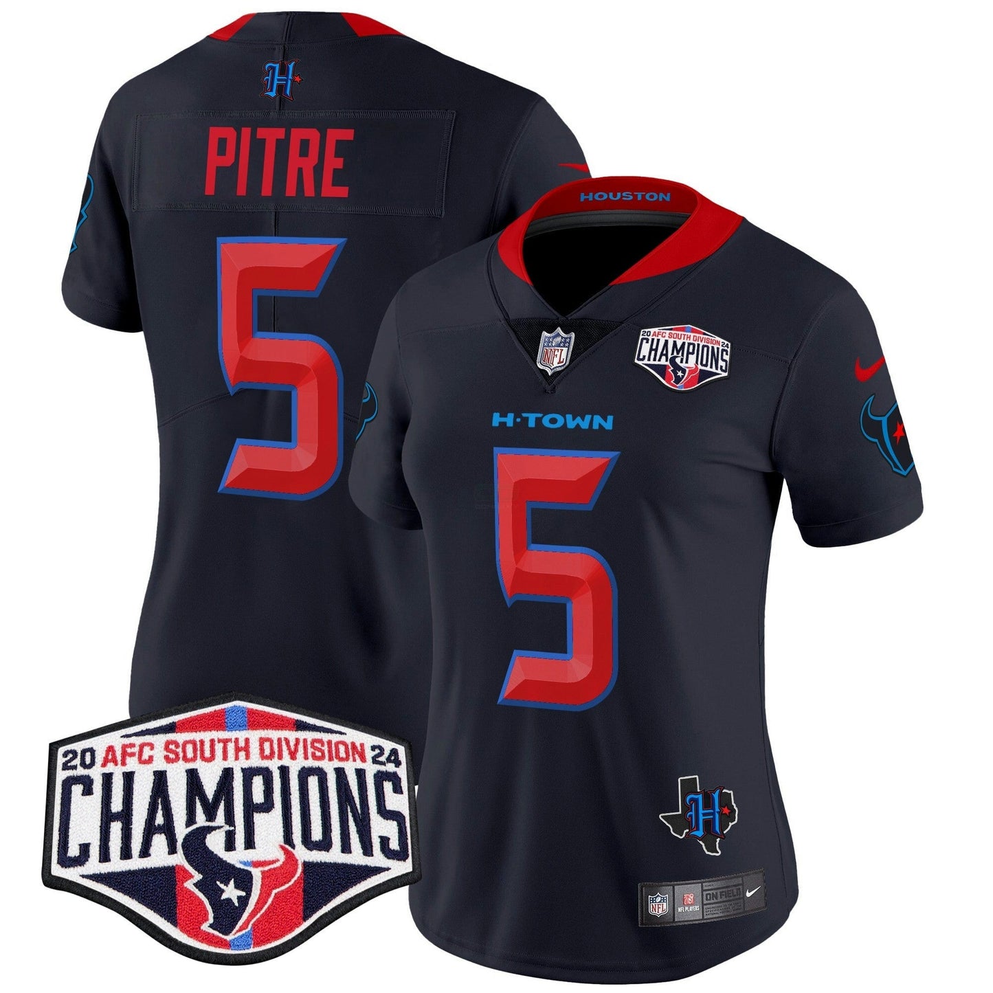 Camisa NFL Women’s Houston 2024 AFC South Division Champions Patch Vapor Limited Jersey