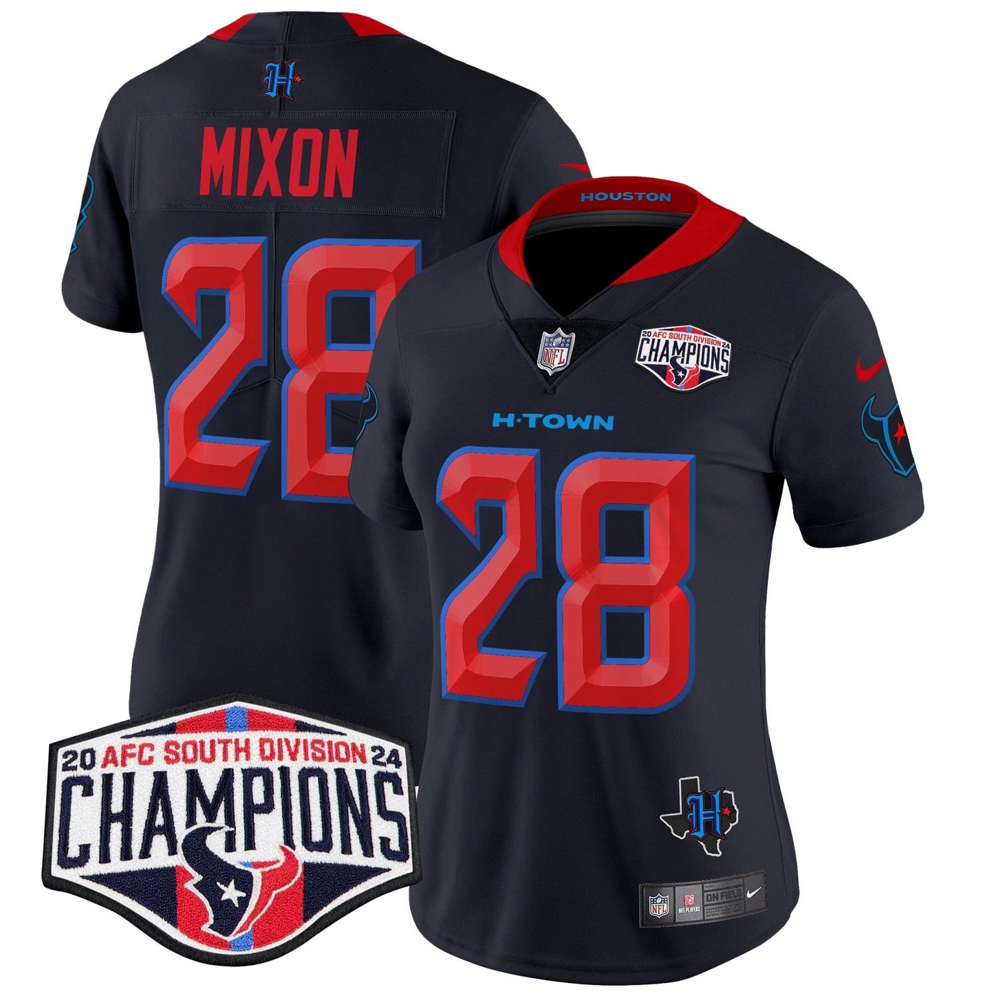 Camisa NFL Women’s Houston 2024 AFC South Division Champions Patch Vapor Limited Jersey