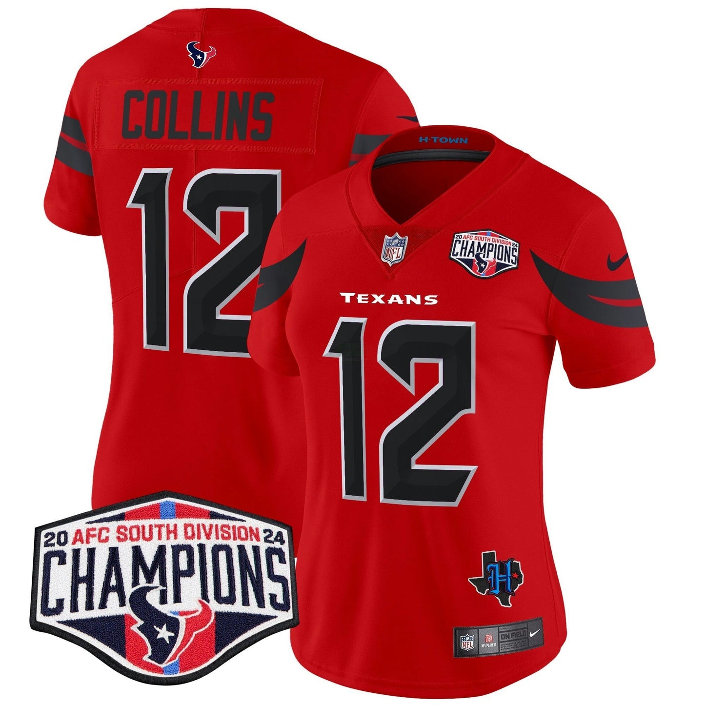 Camisa NFL Women’s Houston 2024 AFC South Division Champions Patch Vapor Limited Jersey
