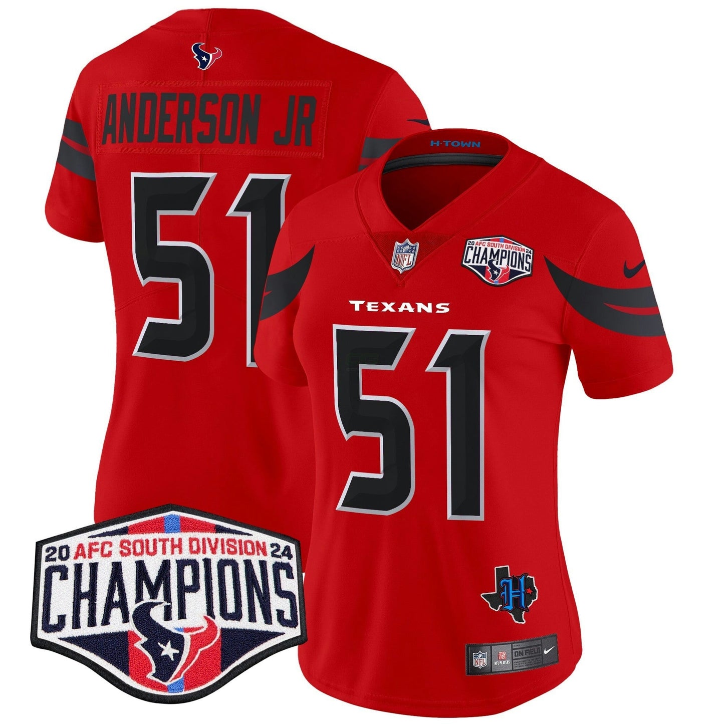 Camisa NFL Women’s Houston 2024 AFC South Division Champions Patch Vapor Limited Jersey