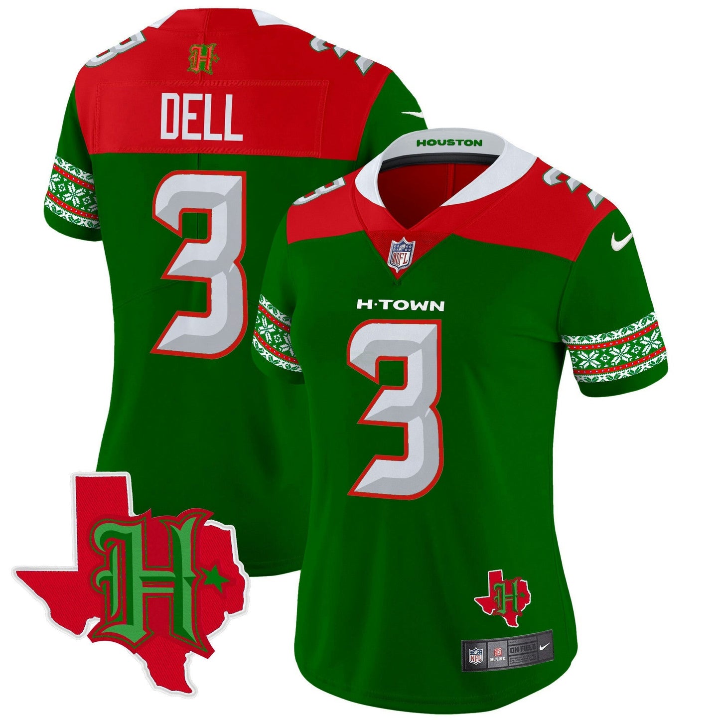 Camisa NFL Women’s Houston 2024 Christmas Vapor Limited Jersey