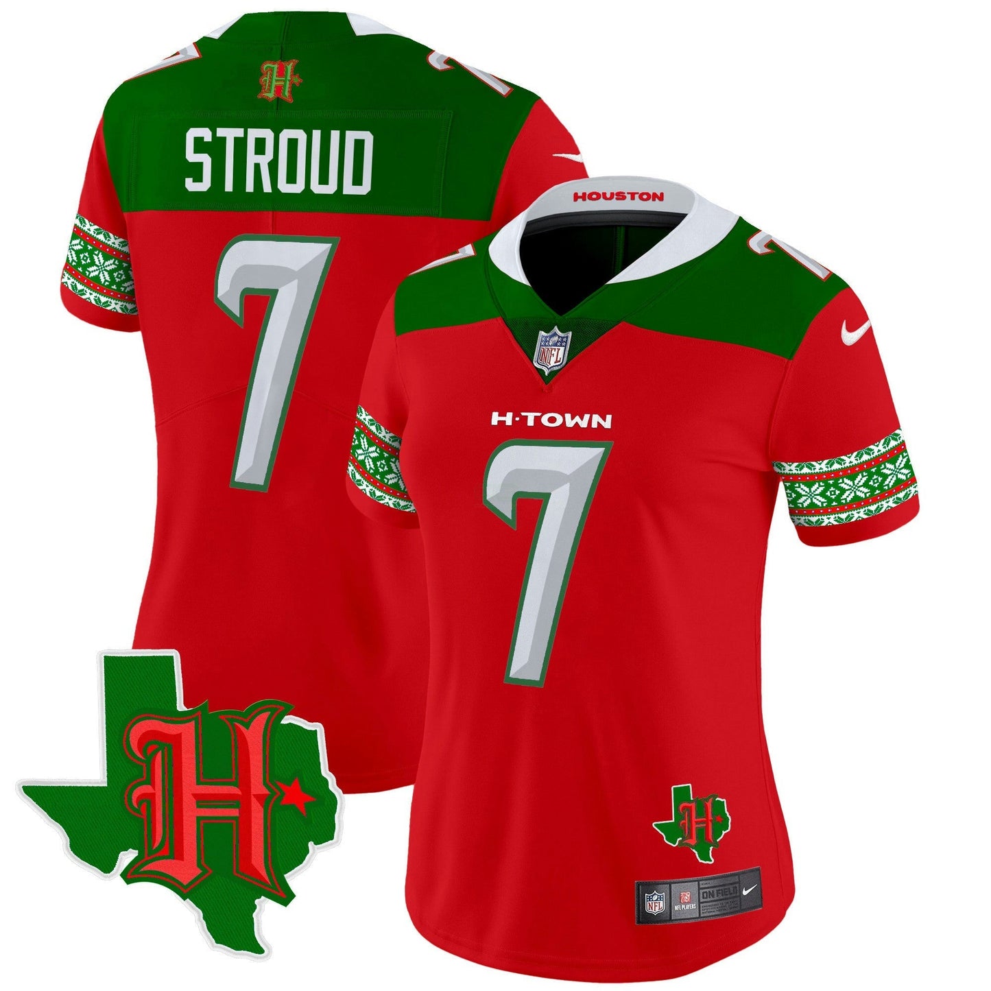 Camisa NFL Women’s Houston 2024 Christmas Vapor Limited Jersey