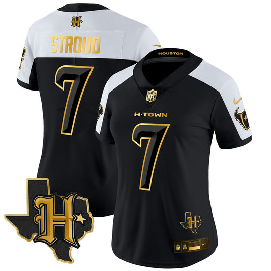 Camisa NFL Women’s Houston 2024 Texas Patch Dourada Vapor Limited Jersey