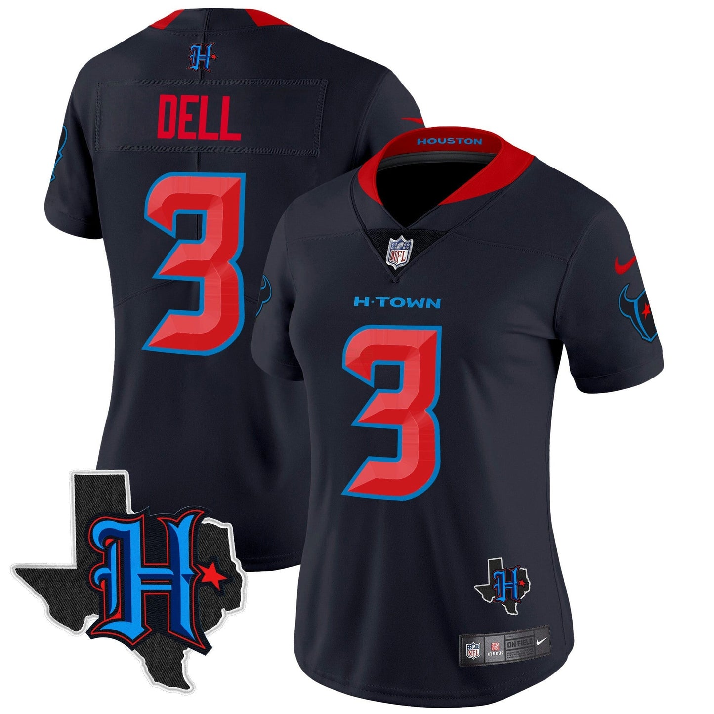 Camisa NFL Women’s Houston 2024 Texas Patch Vapor Limited Jersey V2