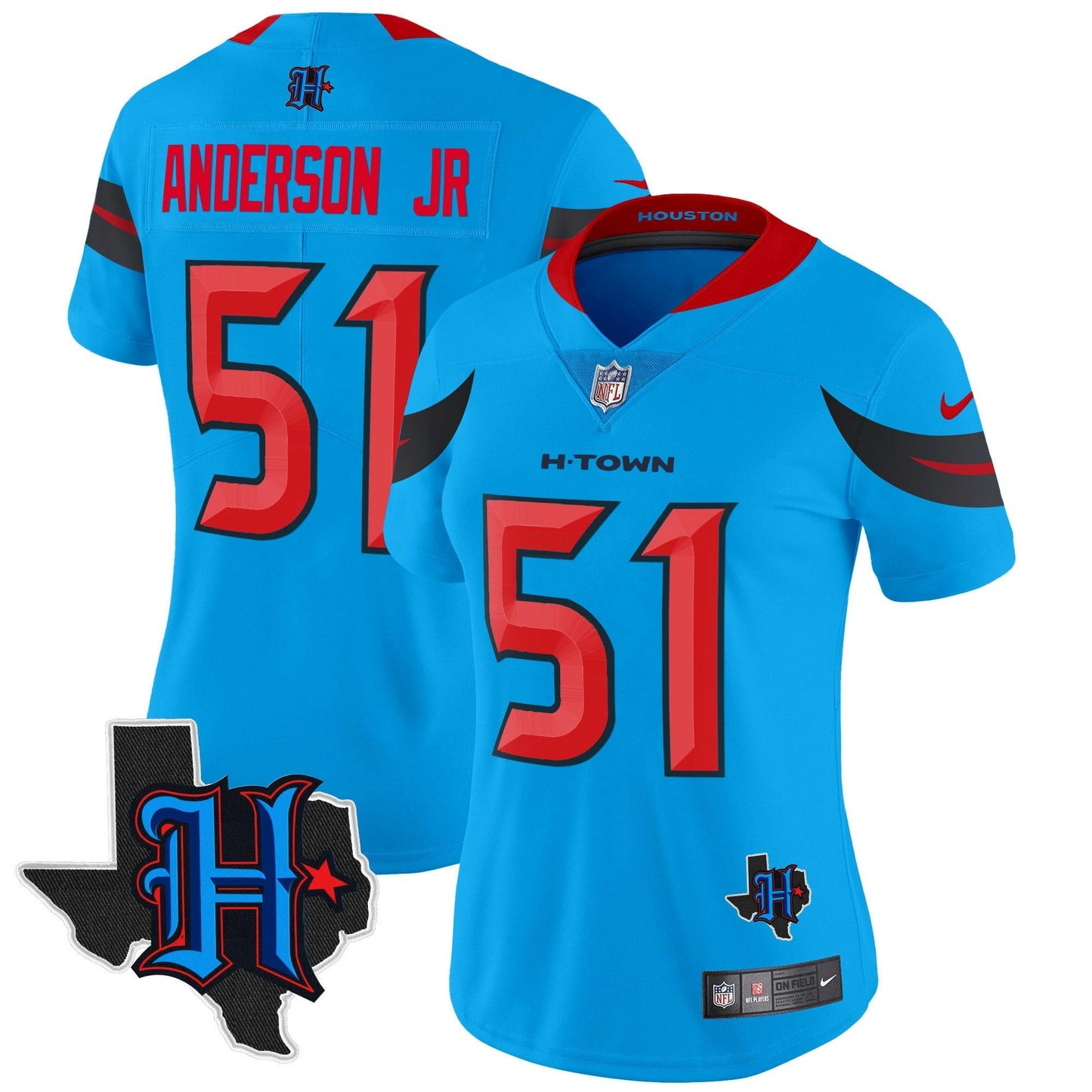 Camisa NFL Women’s Houston 2024 Texas Patch Vapor Limited Jersey V3