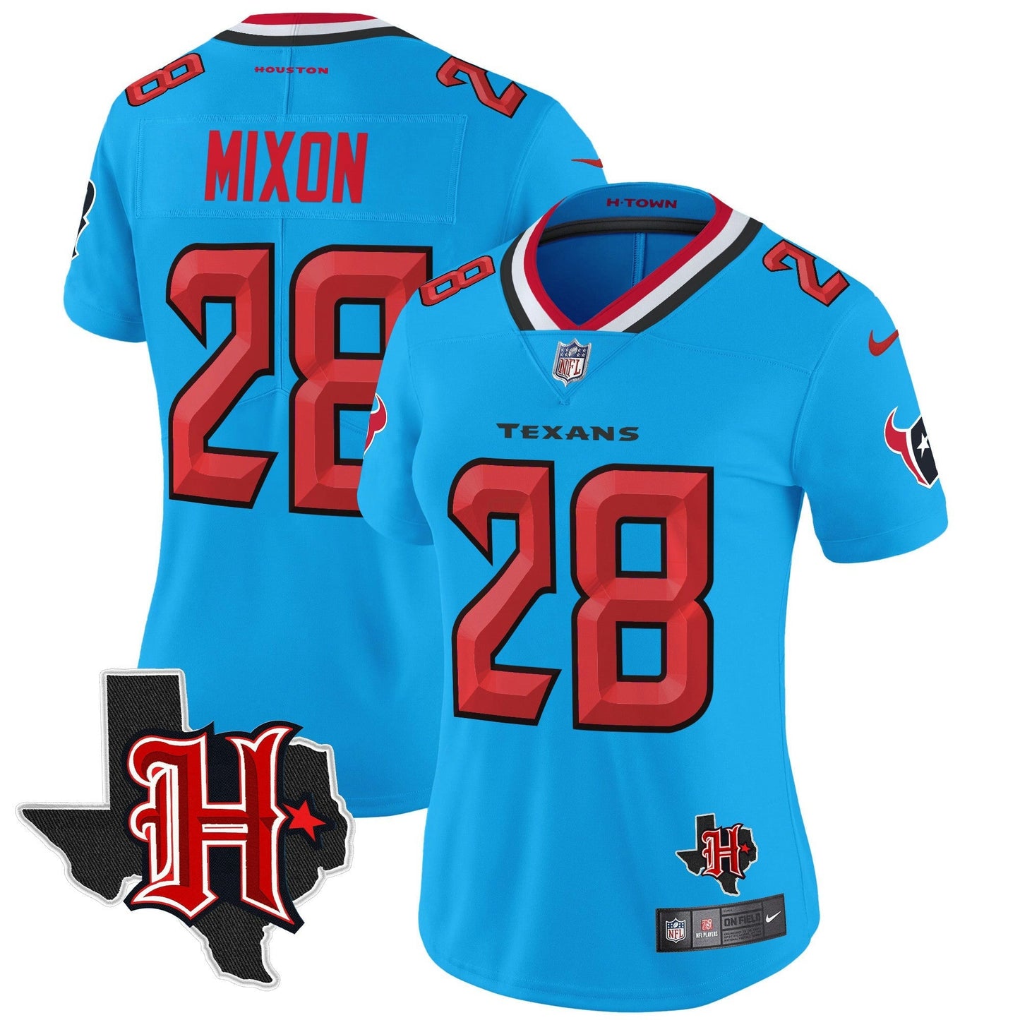 Camisa NFL Women’s Houston 2024 Texas Patch Vapor Limited Jersey V5