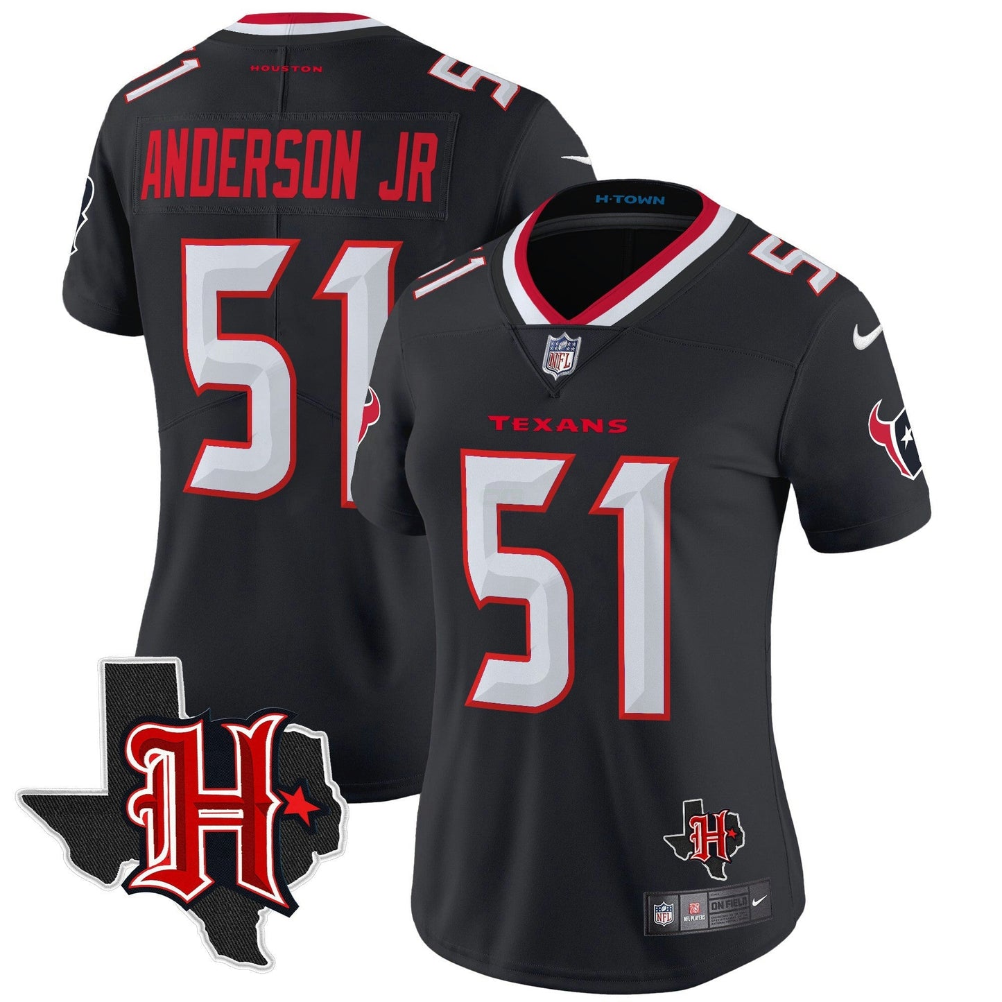 Camisa NFL Women’s Houston 2024 Texas Patch Vapor Limited Jersey V5