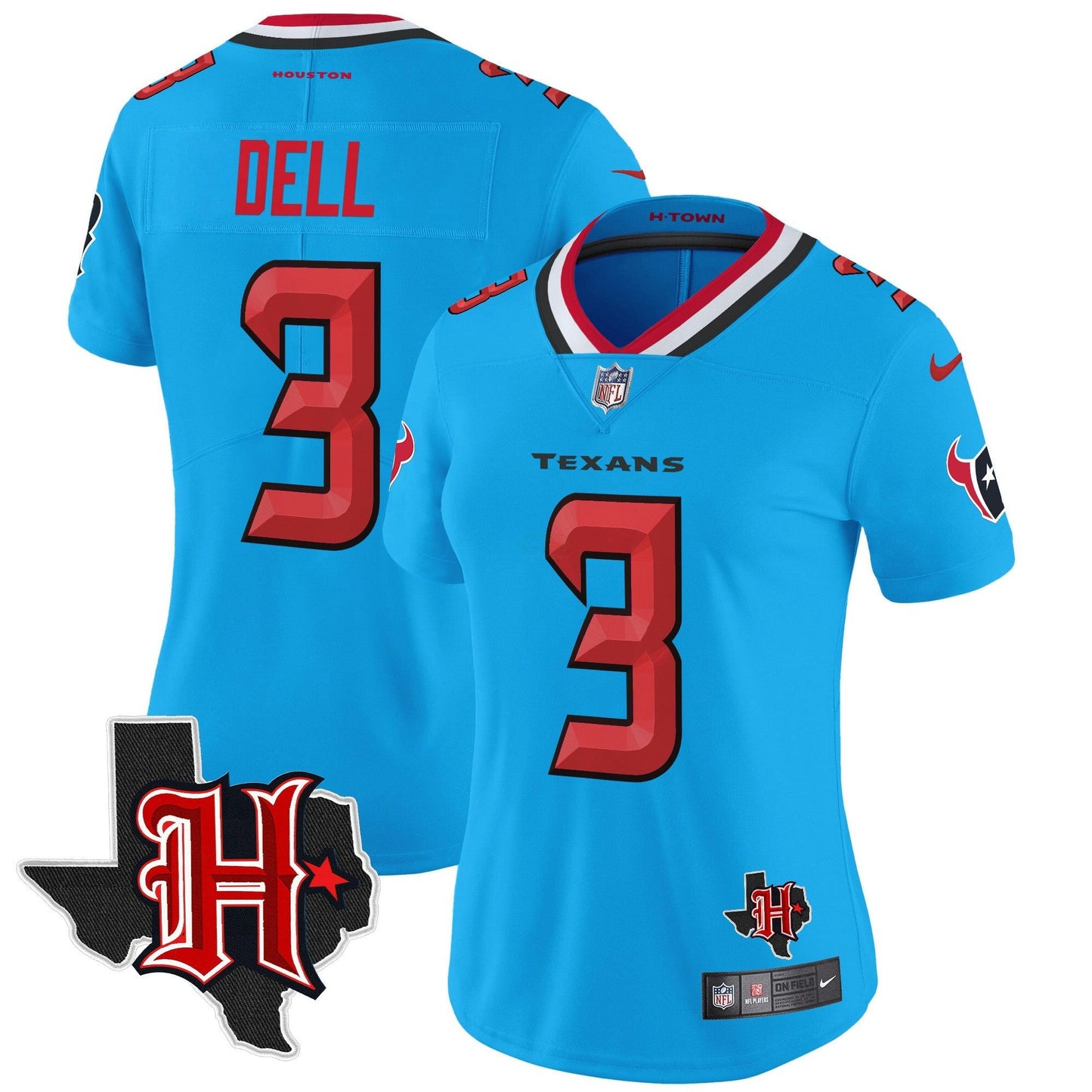 Camisa NFL Women’s Houston 2024 Texas Patch Vapor Limited Jersey V5