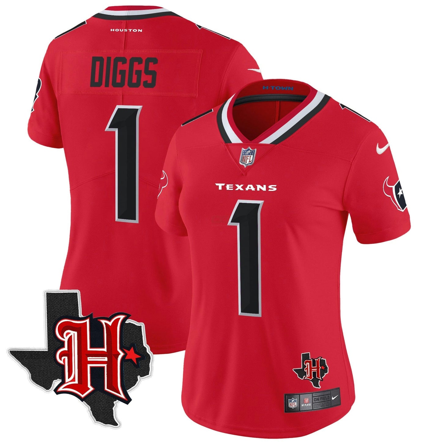 Camisa NFL Women’s Houston 2024 Texas Patch Vapor Limited Jersey V5