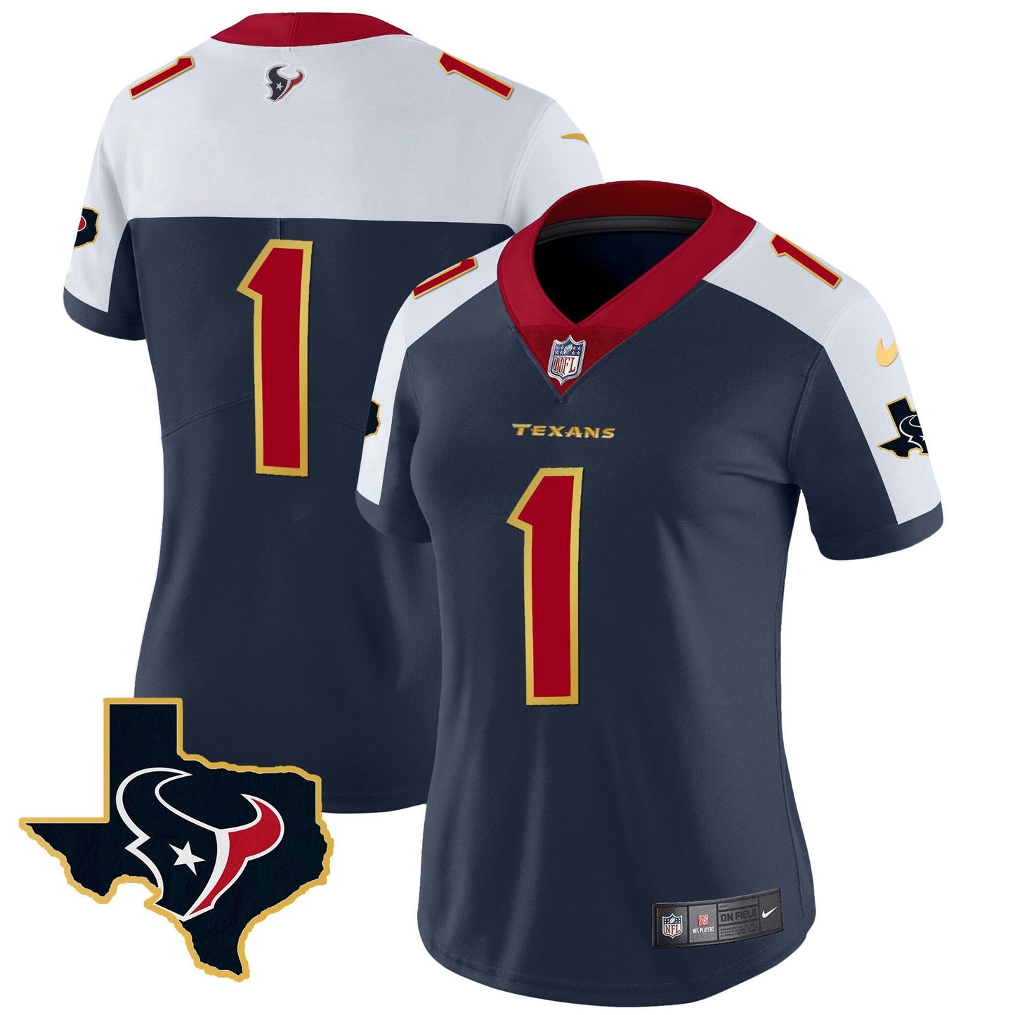 Camisa NFL Women’s Houston Gold Trim Vapor Jersey