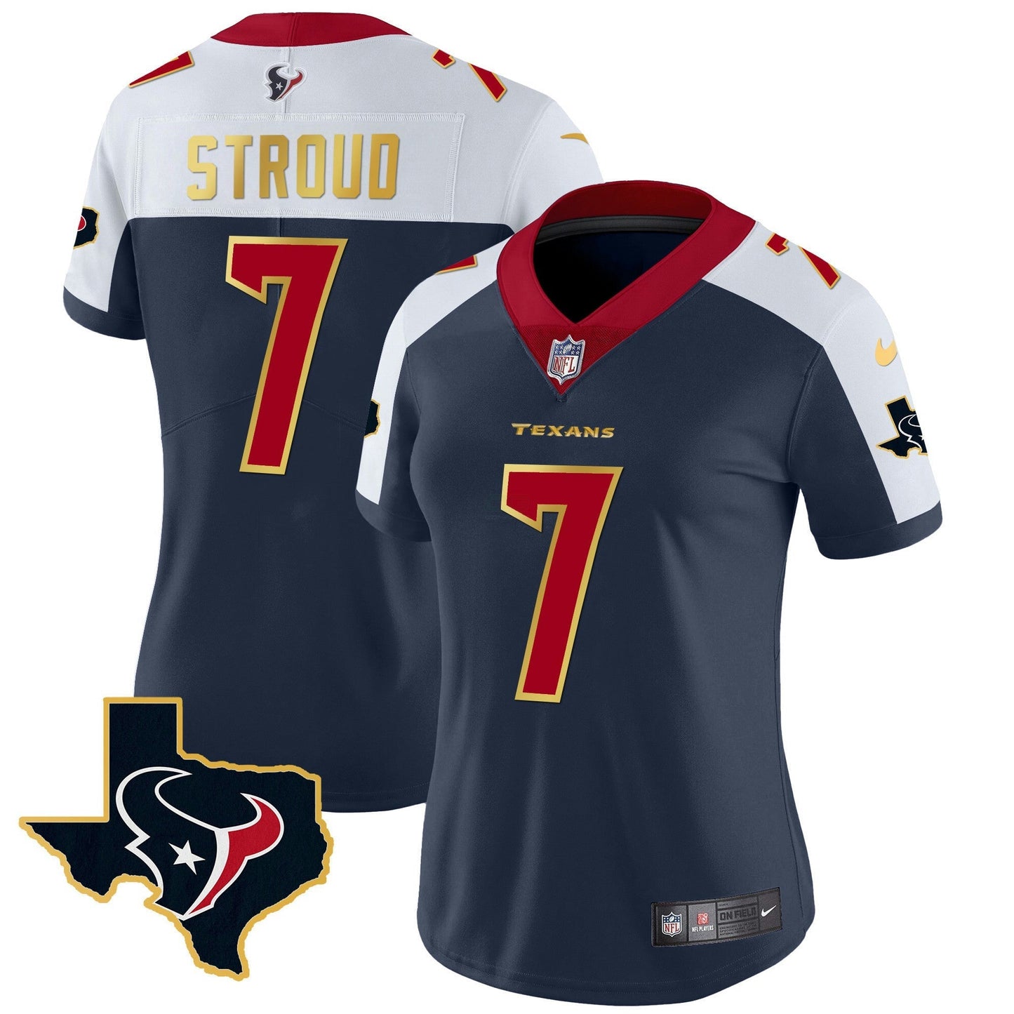 Camisa NFL Women’s Houston Gold Trim Vapor Jersey