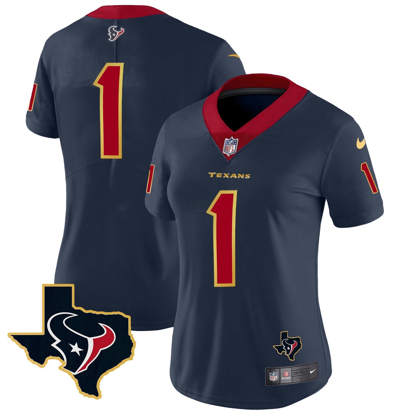 Camisa NFL Women’s Houston Gold Trim Vapor Jersey