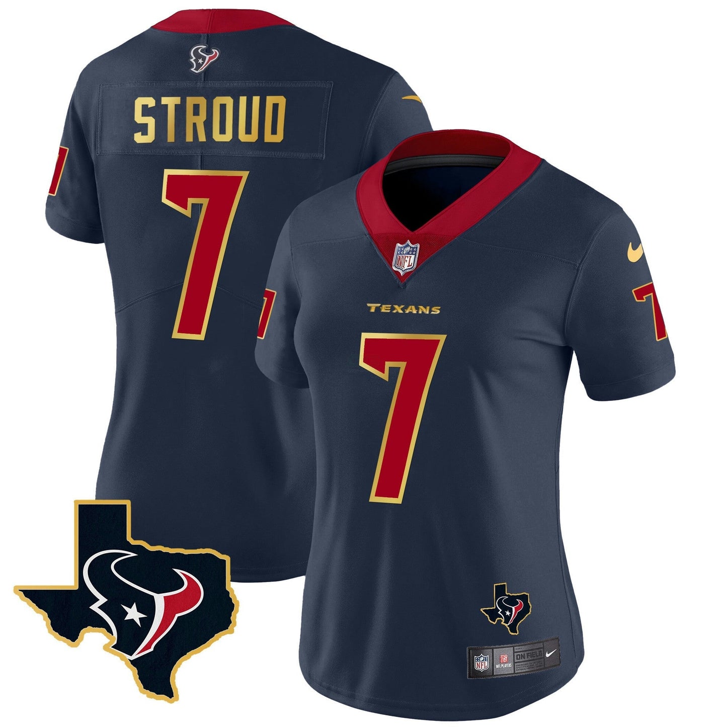 Camisa NFL Women’s Houston Gold Trim Vapor Jersey