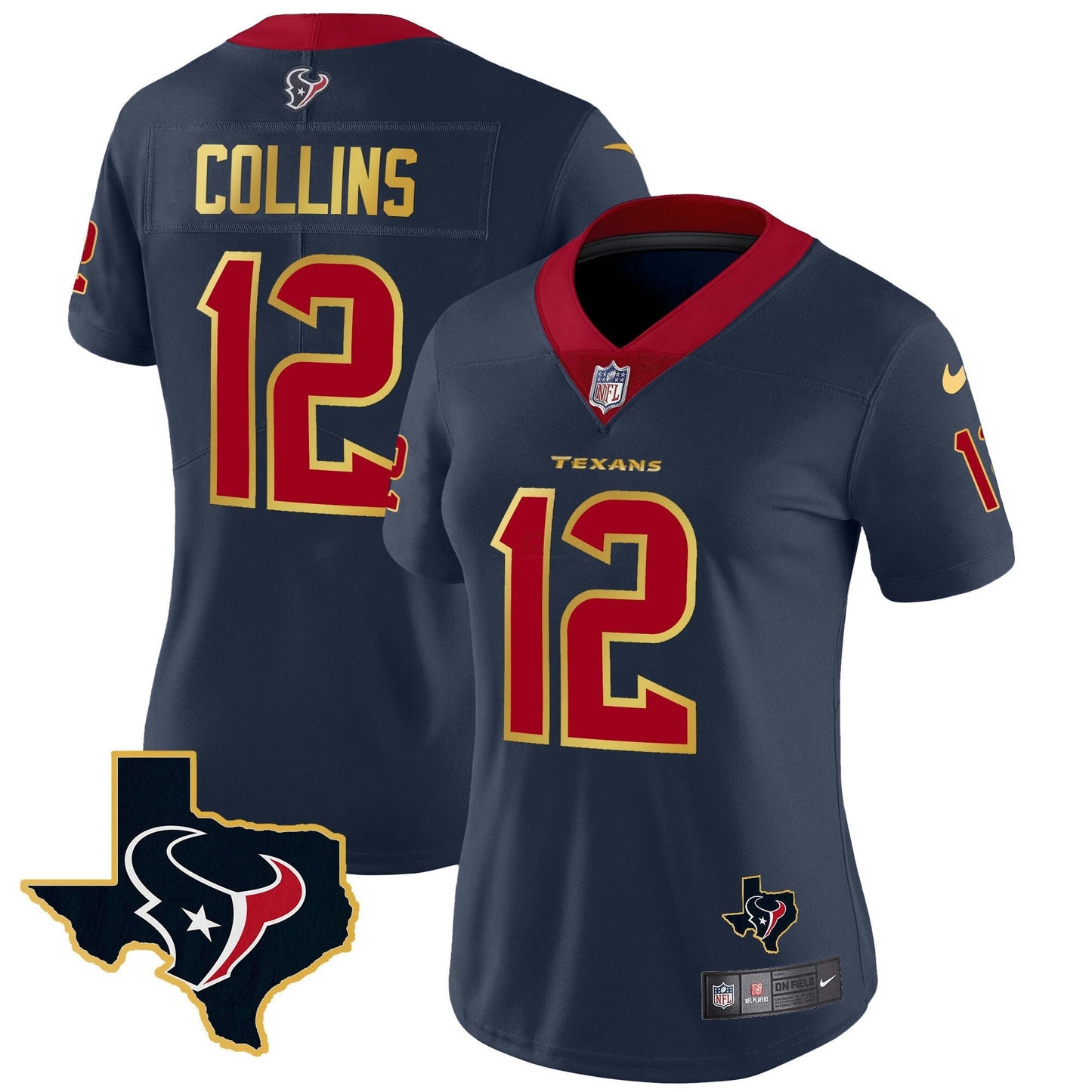 Camisa NFL Women’s Houston Gold Trim Vapor Jersey