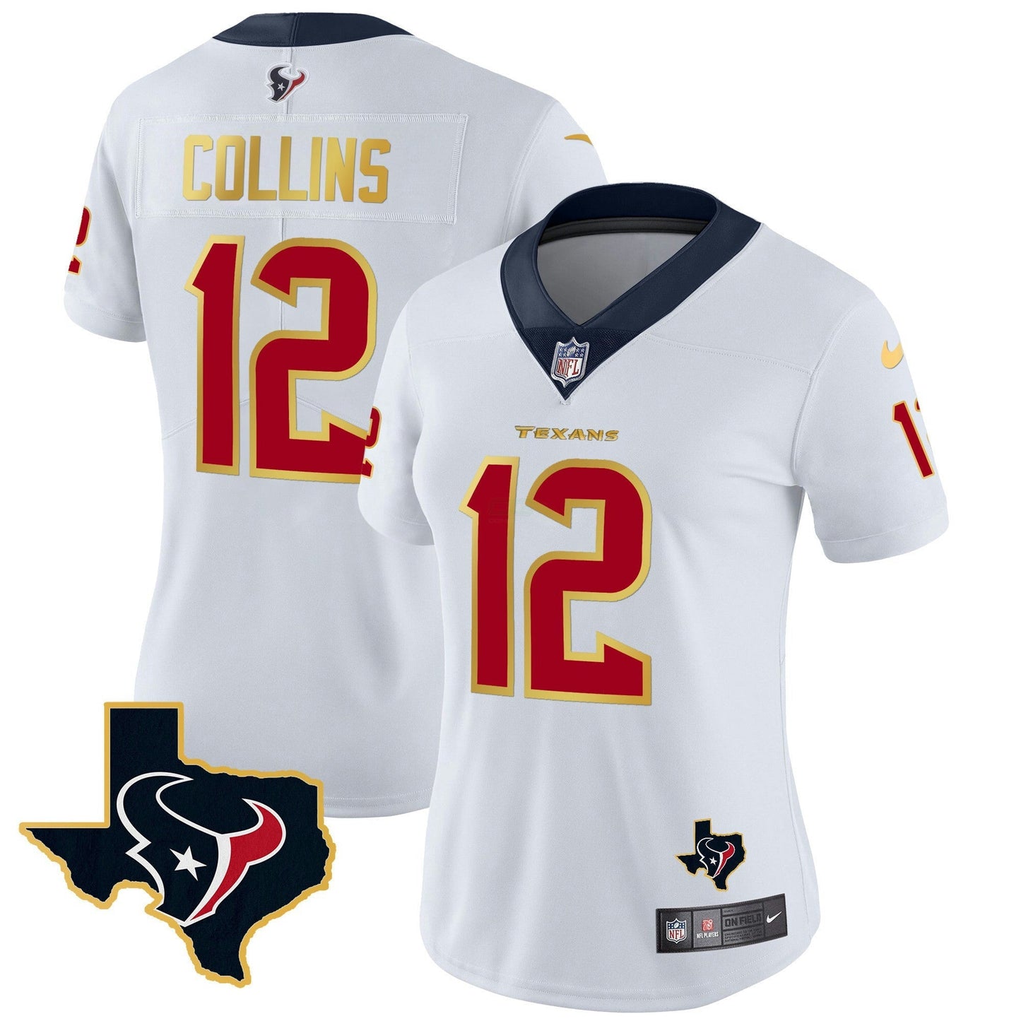 Camisa NFL Women’s Houston Gold Trim Vapor Jersey
