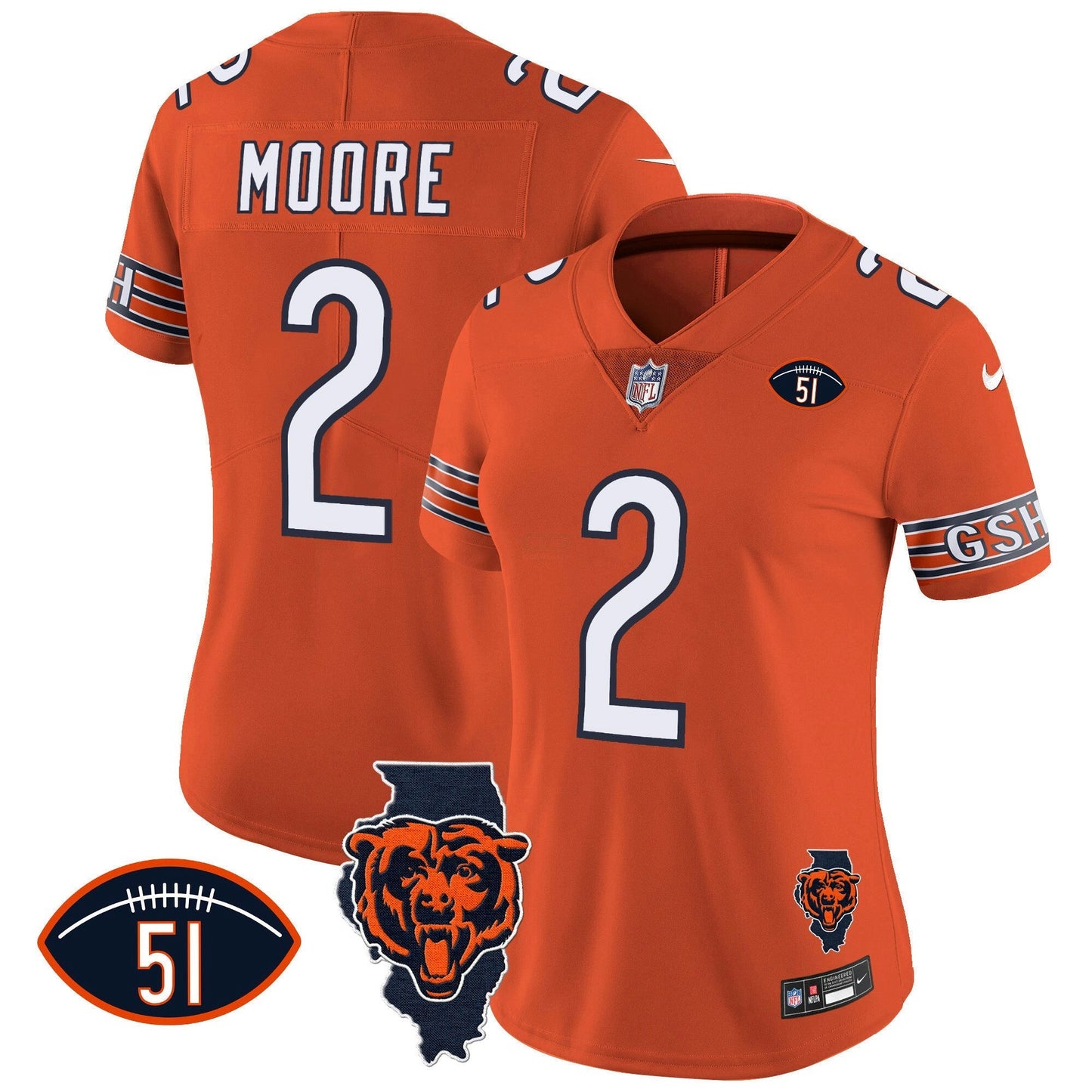 Camisa NFL Women’s Illinois Patch Vapor Jersey