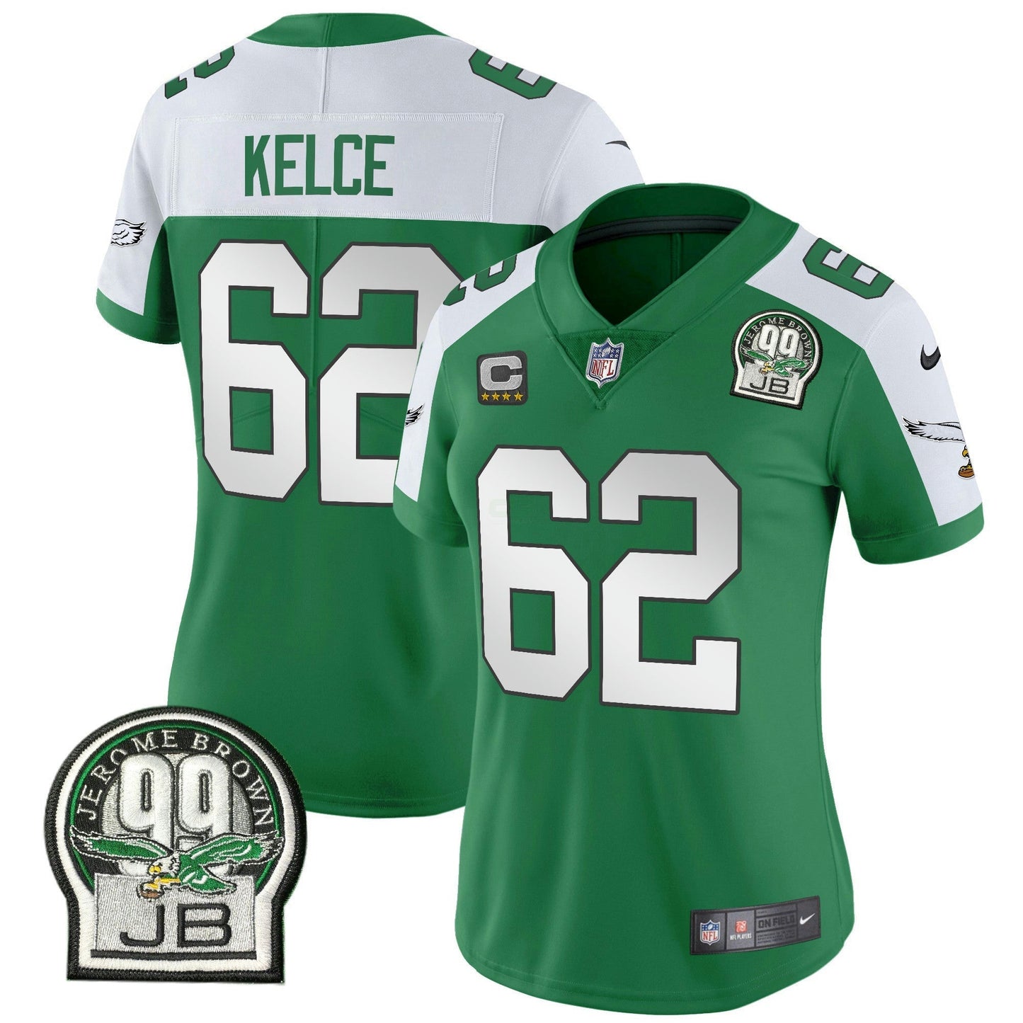 Camisa NFL Women’s Jerome Brown Patch Kelly Green Alternativa Jersey V2