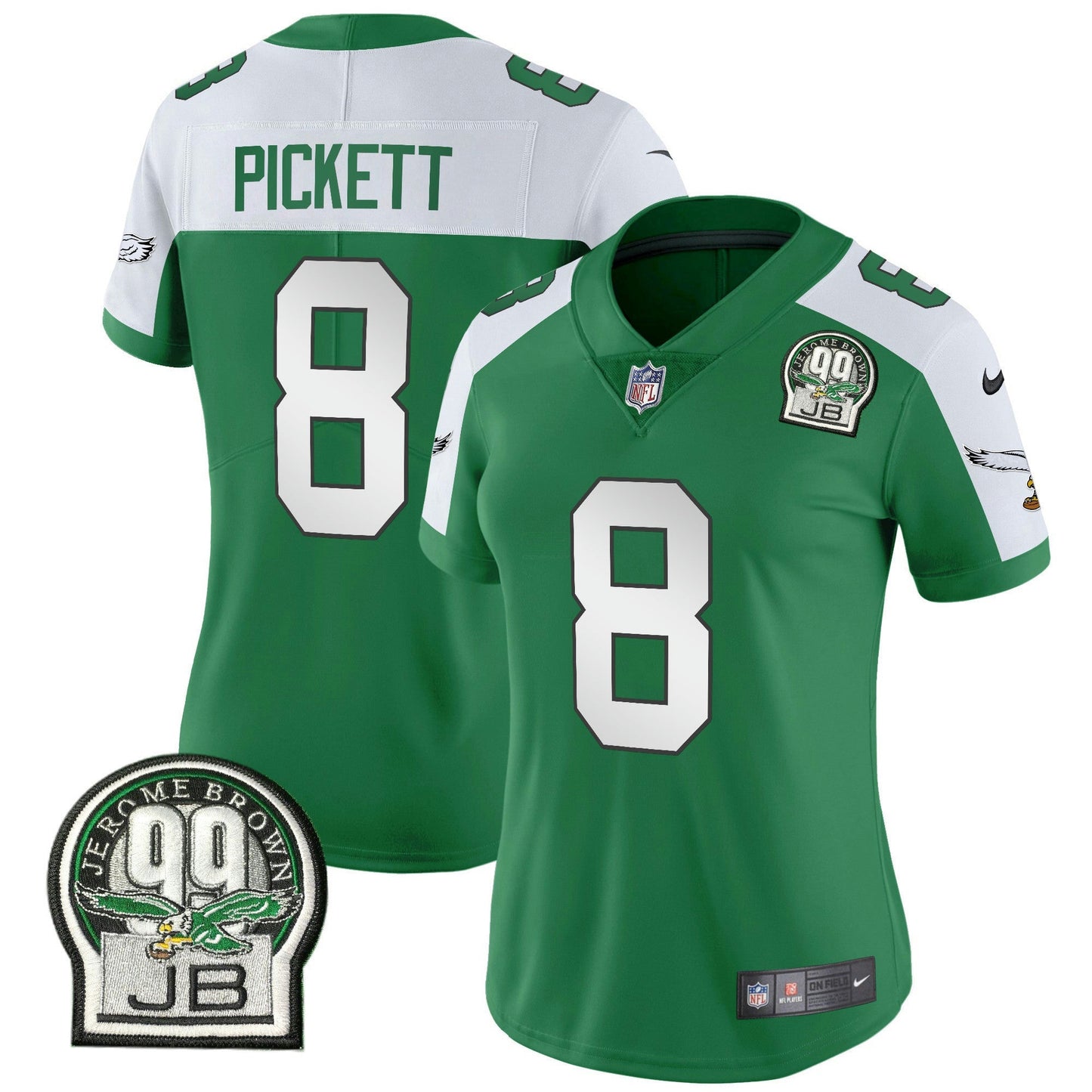 Camisa NFL Women’s Jerome Brown Patch Kelly Green Alternativa Jersey V2