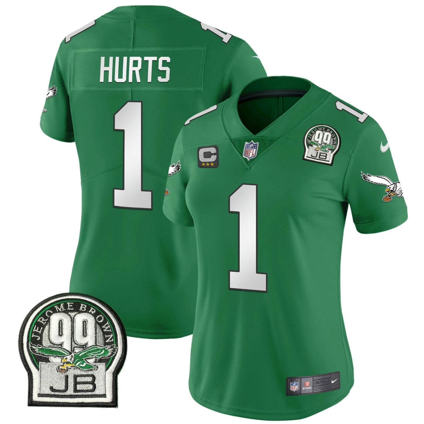 Camisa NFL Women’s Jerome Brown Patch Kelly Green Alternativa Jersey V2