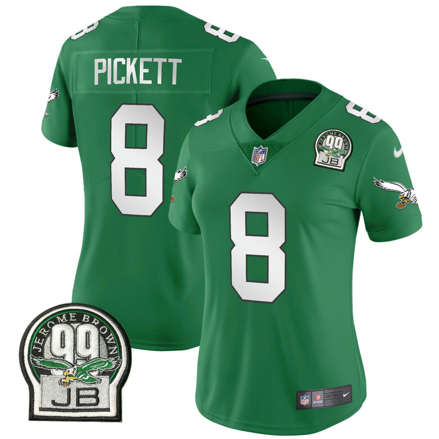 Camisa NFL Women’s Jerome Brown Patch Kelly Green Alternativa Jersey V2