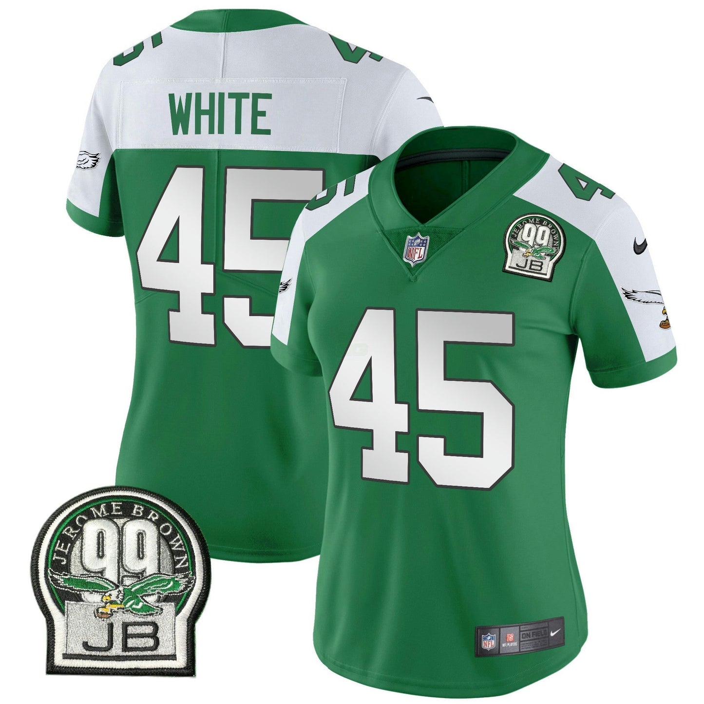 Camisa NFL Women’s Jerome Brown Patch Kelly Green Alternativa Jersey V2